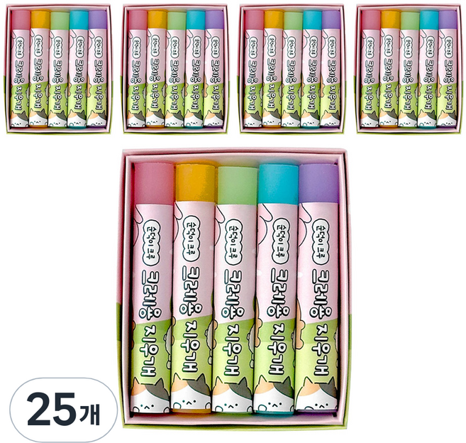 조선문방구 순덕이크루 크레용 지우개 5p, 핑크, 25개