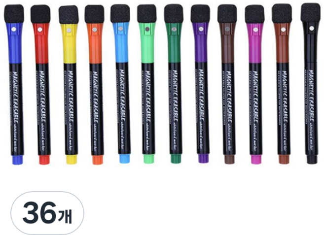 동아피엠에스 자석 지우개 화이트보드 마카펜 12색, 혼합색상, 36개