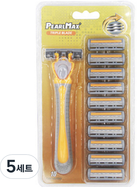 드위트리 PEARL MAX 3단 일회용 면도기 옐로우 + 리필 면도날 세트, 5세트