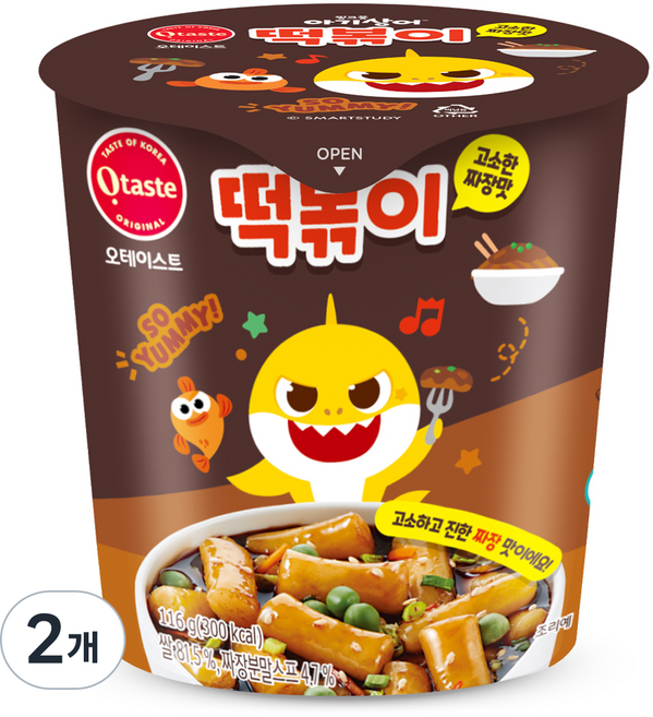 오테이스트 핑크퐁 아기상어 떡볶이 고소한 짜장맛, 116g, 2개