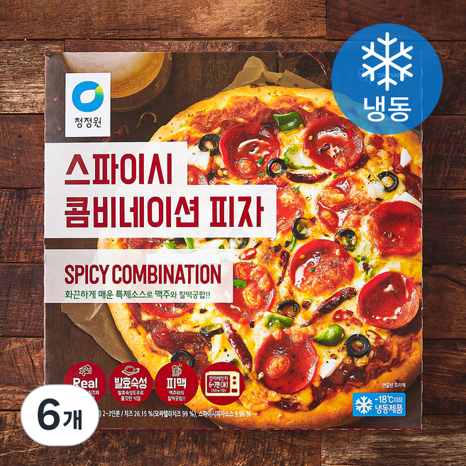 청정원 스파이시 콤비네이션피자 (냉동), 340g, 6개, 1개입