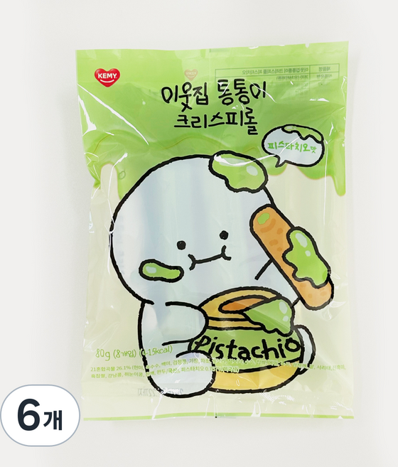 개미 이웃집통통이 곡물그대로21 크리스피롤 피스타치오, 80g, 6개