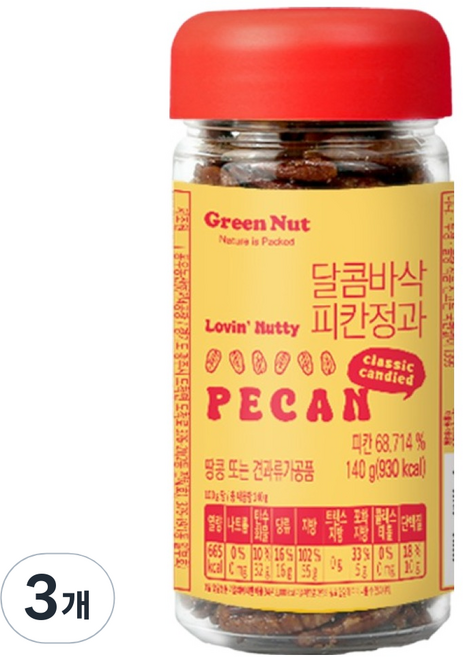 그린너트 달콤바삭 피칸정과, 140g, 3개