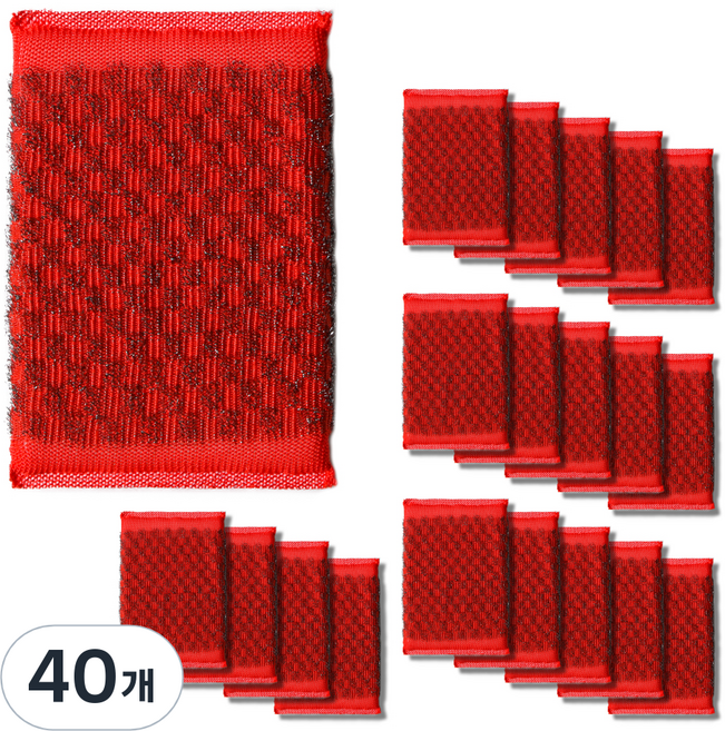 SSCSSAC 쓱싹 강력 다이아 울스텐 수세미 레드, 40개, 1개입