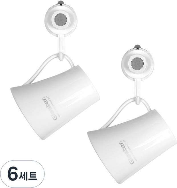 글라스터 꺼꾸리 양치컵 + 글라스터 훅 + 보조패드 세트, 화이트, 6세트