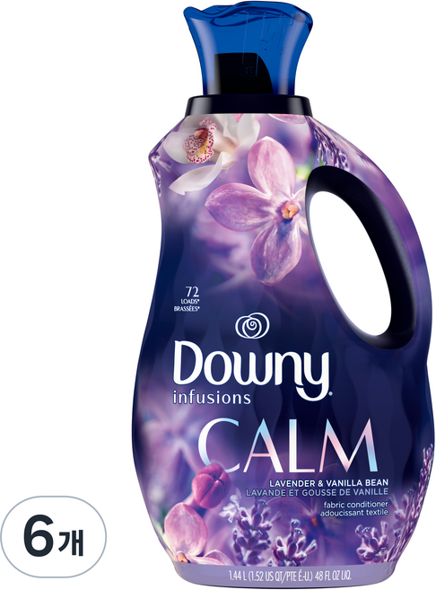 미국산 다우니 인퓨전 캄 고농축 섬유유연제 라벤더 앤 바닐라빈, 1.44L, 6개