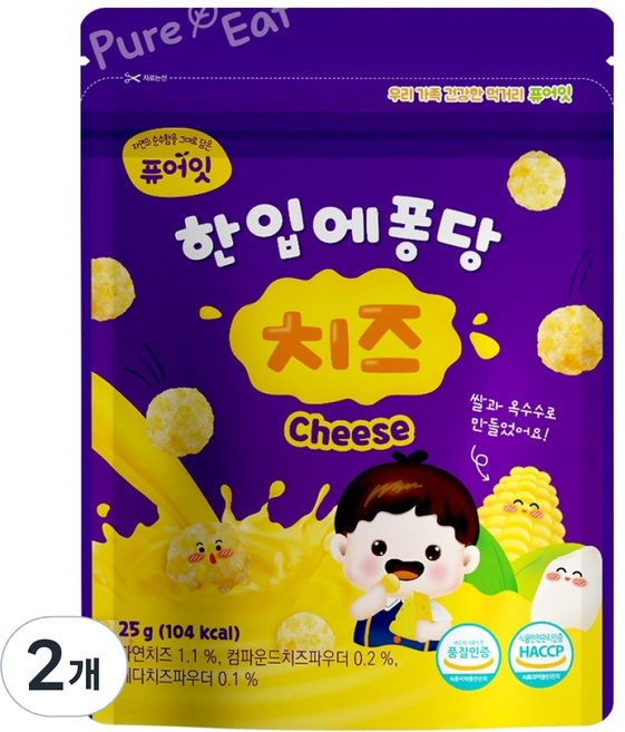 퓨어잇 한입에 퐁당, 치즈, 25g, 2개
