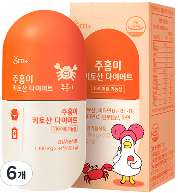 GRN 주홍이 키토산 다이어트 콜레스테롤 케어, 84정, 6개
