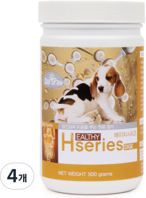 데이스포 강아지 에이치시리즈 영양제, 장건강/유산균, 500g, 4개