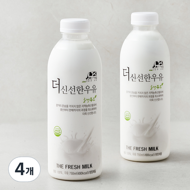 이담 더 신선한 우유, 750ml, 4개