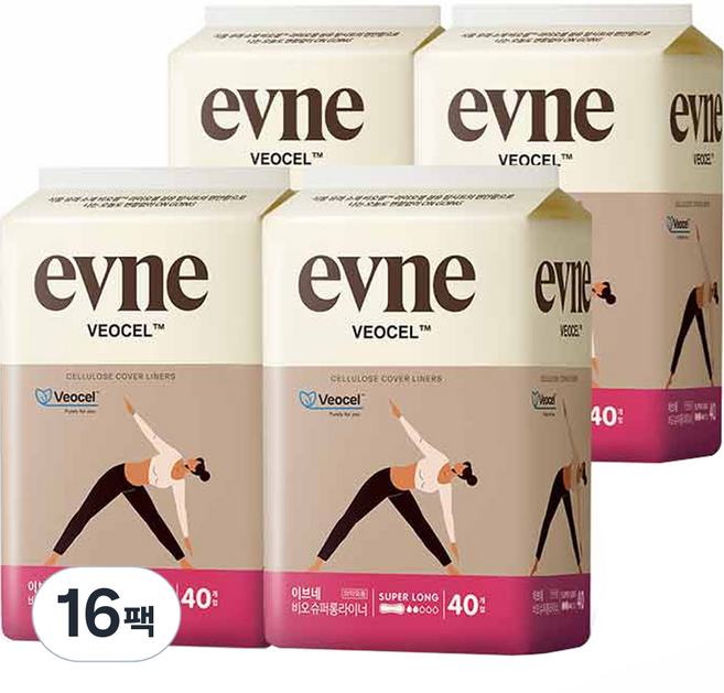 이브네 비오셀 팬티라이너, 슈퍼롱, 40개입, 16개