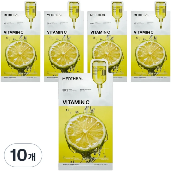 메디힐 비타민씨 에센셜 마스크팩 잡티토닝 24ml, 10개, 1개입 - 쿠팡