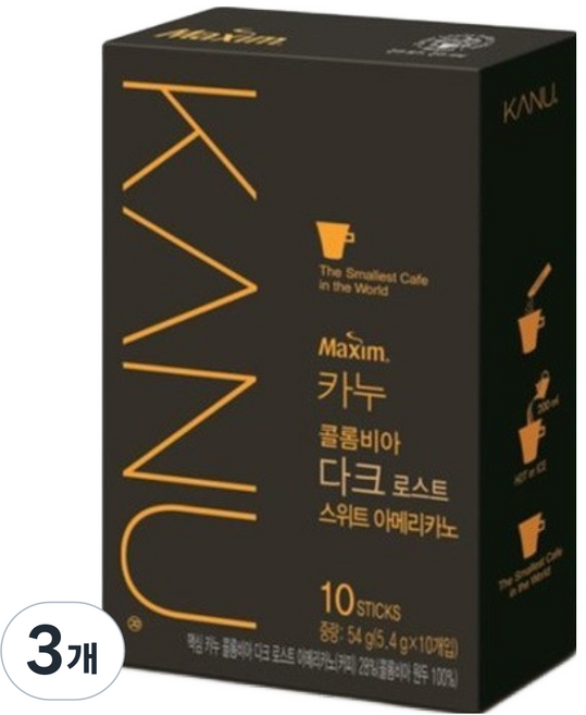 KANU 深度烘焙甜味咖啡, 3個, 10入, 5.4g