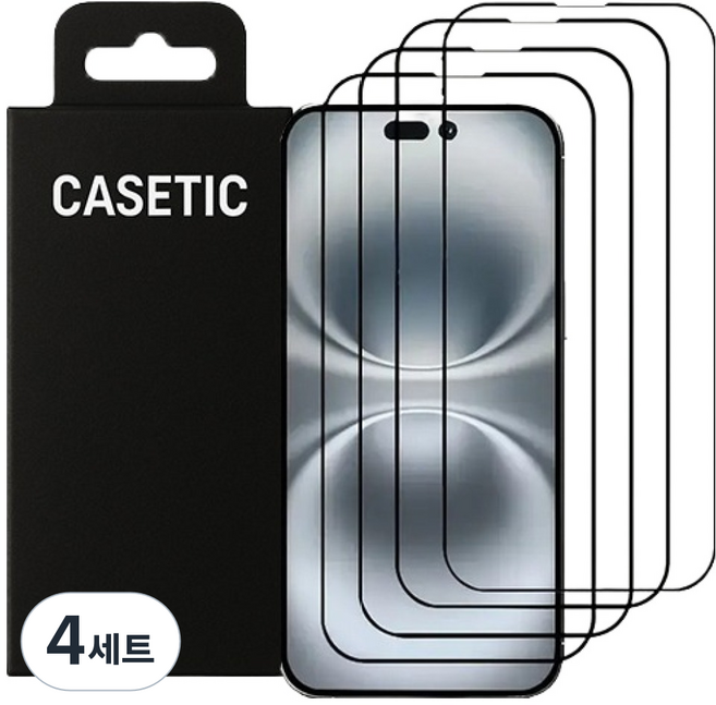 Casetick 高畫質全覆蓋鋼化玻璃螢幕保護貼 4片組, 4套