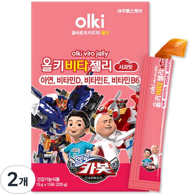 올레아 유아용 올키 비타젤리 아연 사과맛 15p, 225g, 2개