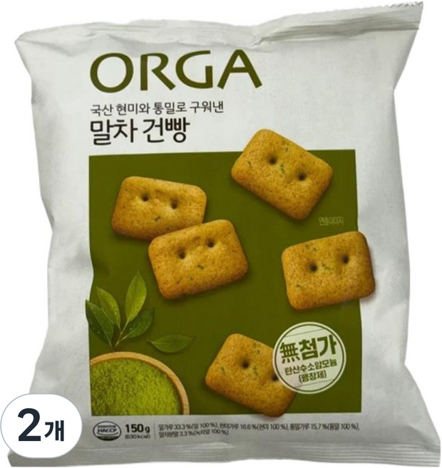 올가홀푸드 말차 건빵, 150g, 2개