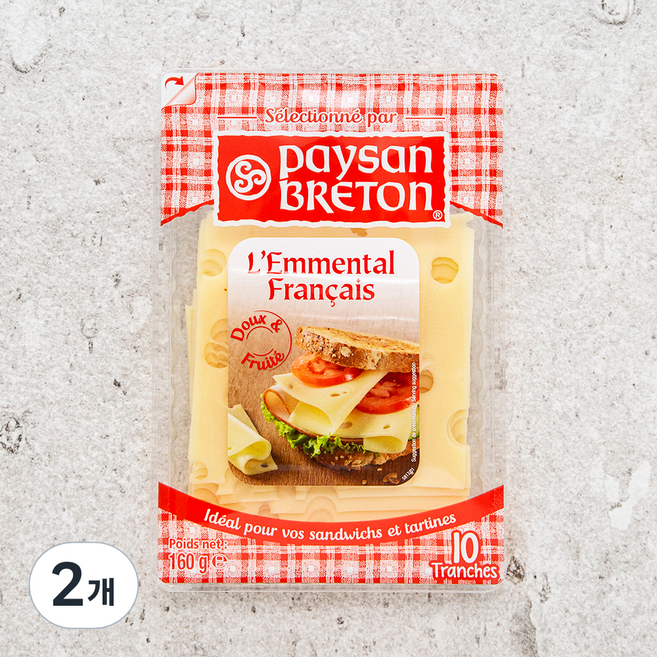 페이장브르통 에멘탈슬라이스 치즈 10매입, 160g, 1개입, 2개