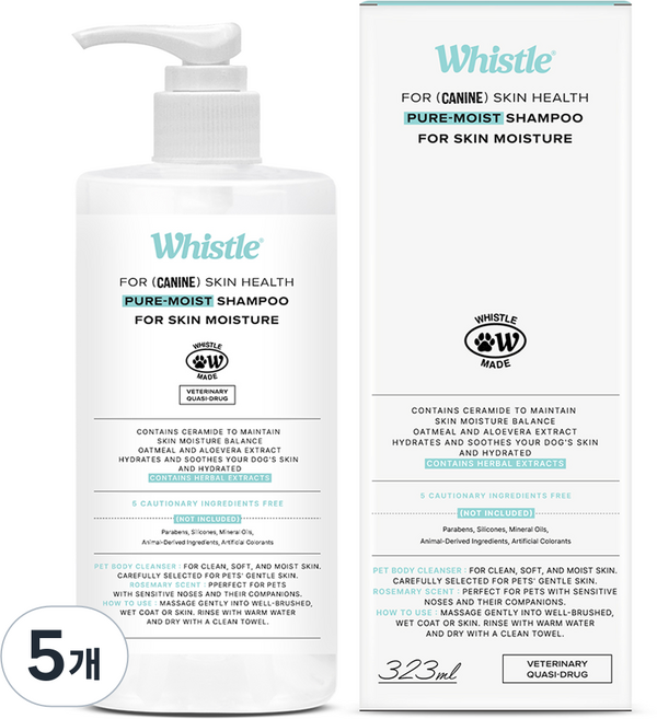 휘슬 퓨어 모이스트 애견샴푸, 5개, 323ml