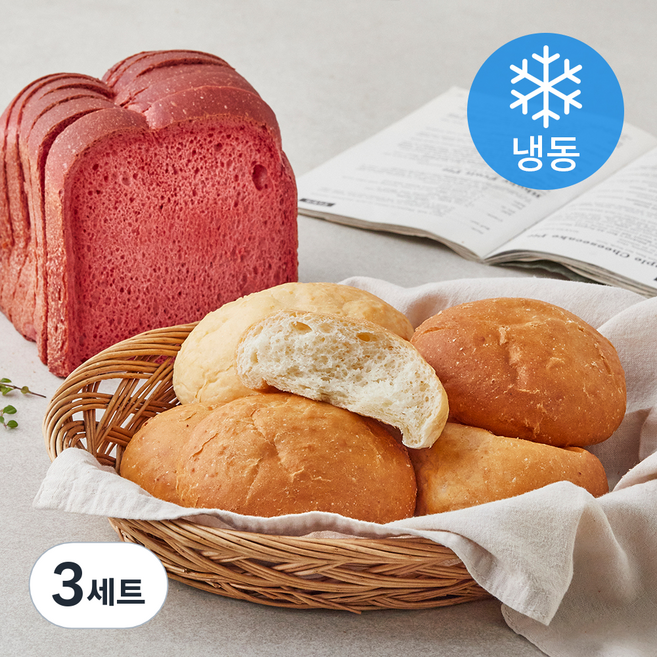 야미요밀 정성가득 채식 백미 모닝빵 + 홍국미 식빵 세트 (냉동), 660g, 1개입, 3세트