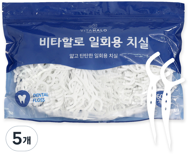 비타할로 일회용 치실, 600개입, 5개