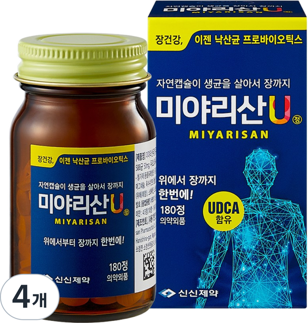 미야리산 신신제약 미야리산U 유산균 36g, 4개, 180정