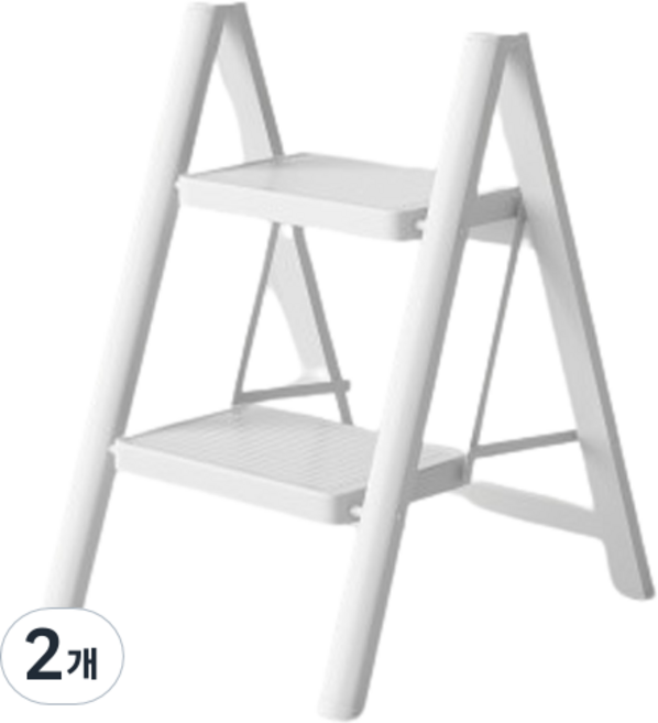 코끼리리빙 가정용 접이식 사다리 A11 2단 화이트, 2개