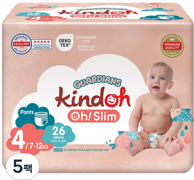 킨도 오슬림 가디언즈 팬티형 기저귀, 4단계, 130매