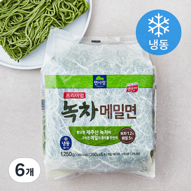 면사랑 프리미엄 녹차 메밀면 (냉동), 1.25kg, 6개