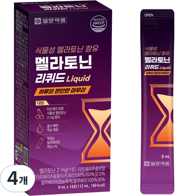 IL-YANG 一洋藥品 含植物性褪黑激素 褪黑激素液 14入, 4個, 112ml