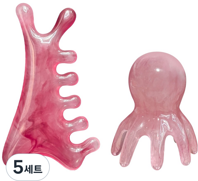 월드크린 수지 마사지 두피 전신 괄사 2종 세트, 5세트, 로즈