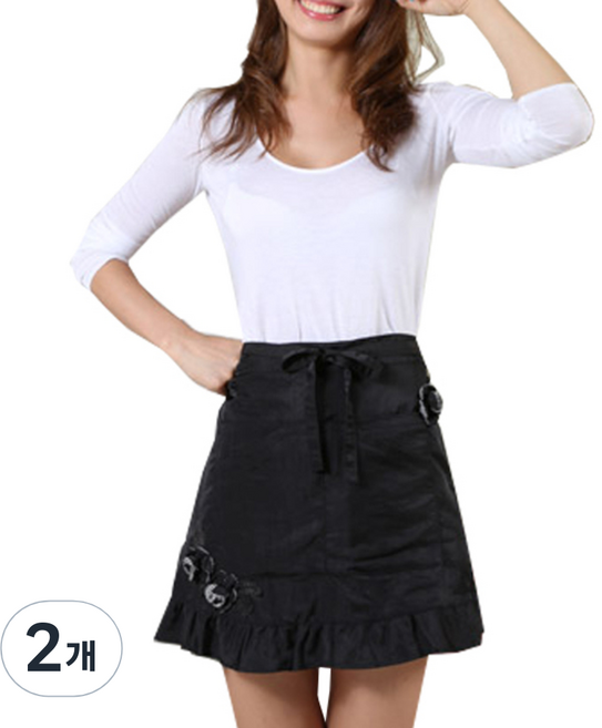 한스빌 꽃허리 앞치마, 블랙, 2개