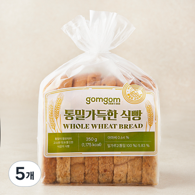 곰곰 통밀가득한 식빵, 350g, 5개