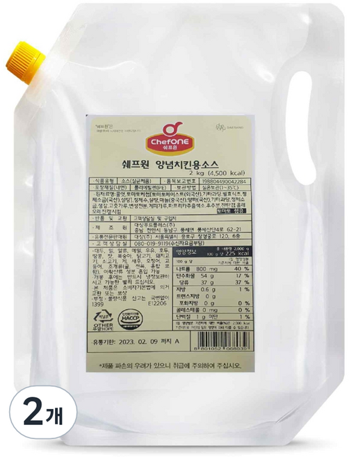 쉐프원 양념치킨용 소스, 2kg, 2개