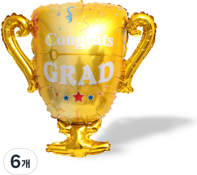 와우파티코리아 트로피 풍선 대, 혼합 색상, 6개