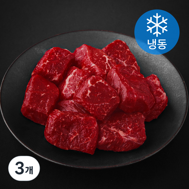 한우맘 한우 우둔 큐브 1등급 (냉동), 3개, 200g