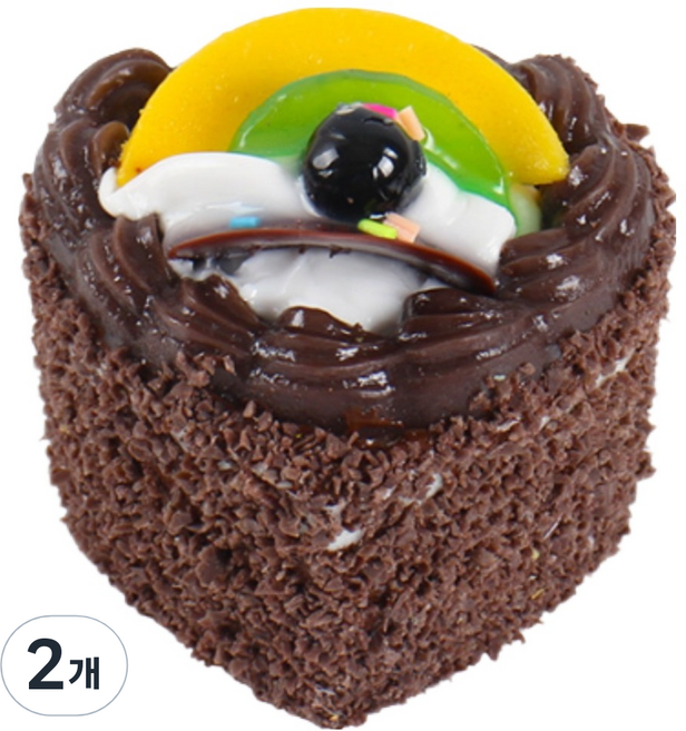 블랙트리 컬러풀 하트 컵 케이크 피규어 브라운, 2개