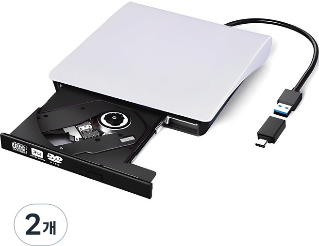 림스테일 USB 3.0 CD / DVD RW 멀티 외장형 ODD + C타입 젠더 세트, LM-19(WH), 2개