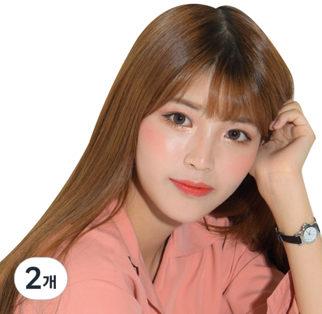 픽앤웨어 똑딱이 붙임머리 피스 스트레이트 S, 투톤 브라운, 2개