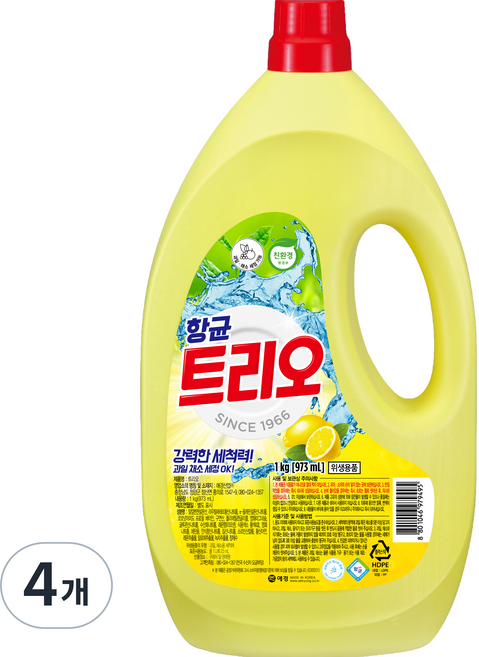 트리오 애경 주방세제, 1kg, 4개