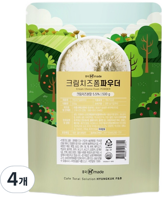 흥국에이치메이드 크림치즈폼 파우더, 500g, 4개, 1개입