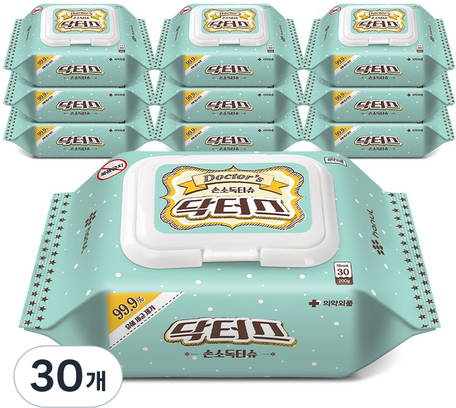 hanul 닥터스 손소독티슈 캡형, 30개입, 30개