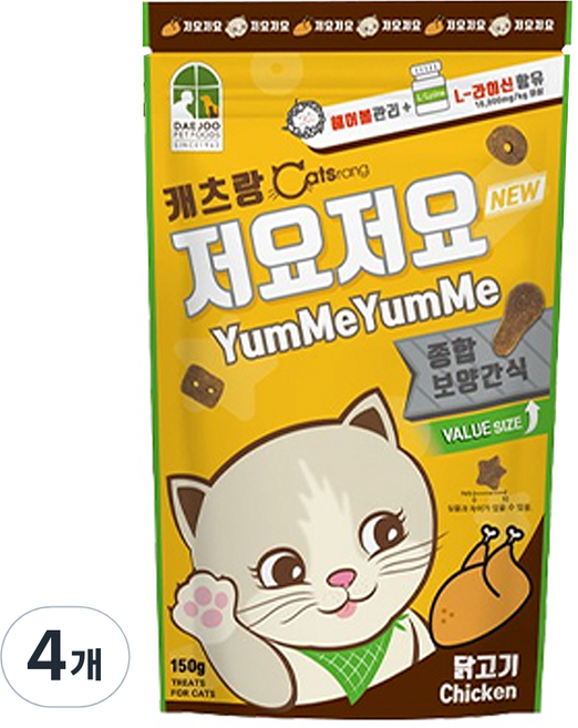 캐츠랑 고양이 저요저요 보양간식, 닭고기, 150g, 4개