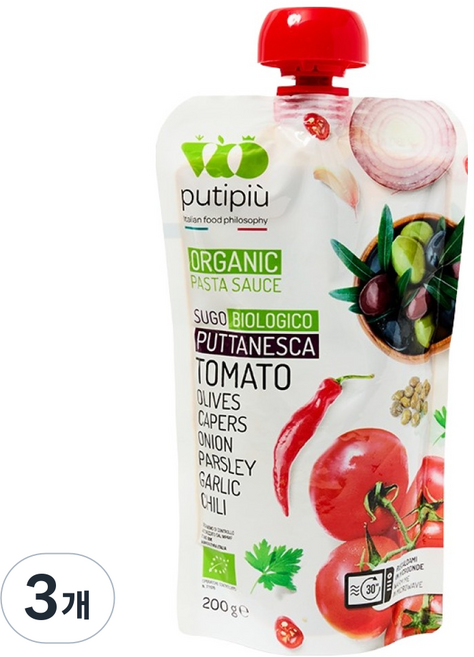 푸티퓨 유기농 파스타소스 푸타네스카, 200g, 3개