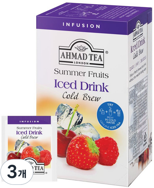 AHMAD TEA 冷萃夏日水果冰茶 茶包, 20入, 3個, 2g