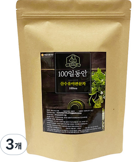 해밀생활건강 100일동안 삼각티백 산수유야관문차, 1.2g, 100개입, 3개