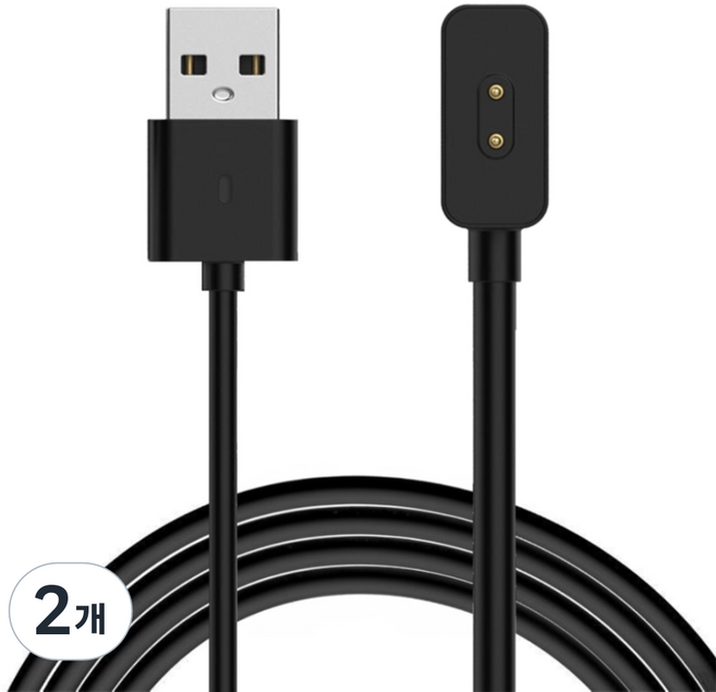 구스페리 A타입 스마트 밴드 고속 충전케이블 1m, 블랙, 2개