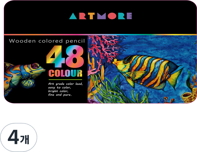 아트모아 전문가용 색연필 틴케이스, 48색, 4개