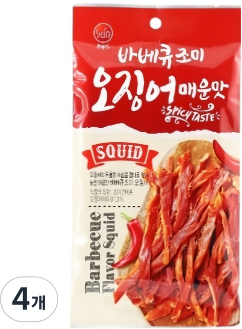 썬푸드 바베큐 조미오징어 매운맛, 30g, 4개