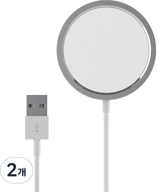 요이치 마그네틱 아틀라스S 맥세이프 케이블 무선충전기, 화이트, 2개