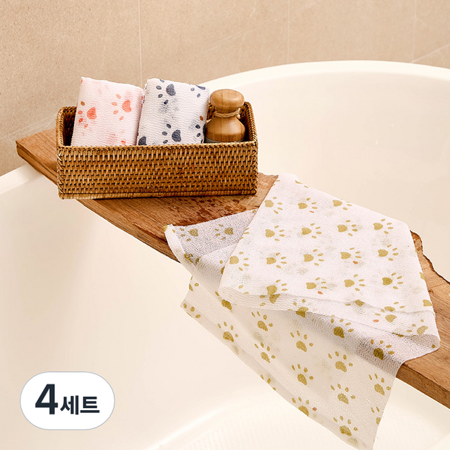 샤바스 데일리 발자국 샤워타올, 4세트, 3개입, 혼합색상